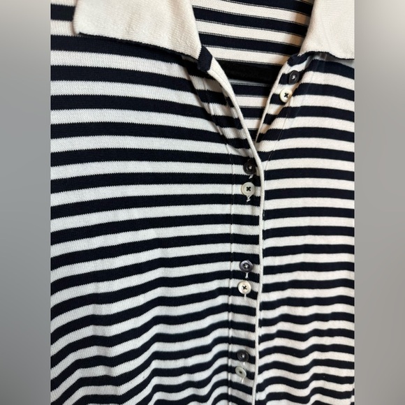Longhin Made in Italy Navy Blue Striped Cotton Cardigan Sweater - Picture 5 of 5